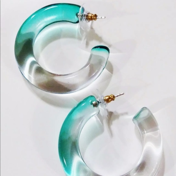 Madewell Warm Blue Grass Ombré Resin Hoops - Picture 3 of 6